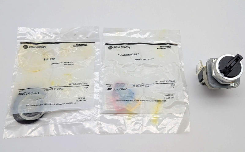 Allen-Bradley 800T-HX2A Selector Switch 2 Position w/ Color Inserts 1-NO 1-NC