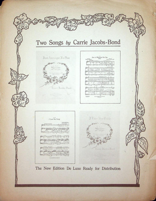 1910 A Perfect Day Vintage Sheet Music Large Carrie Jacobs Bond David Bispham 3