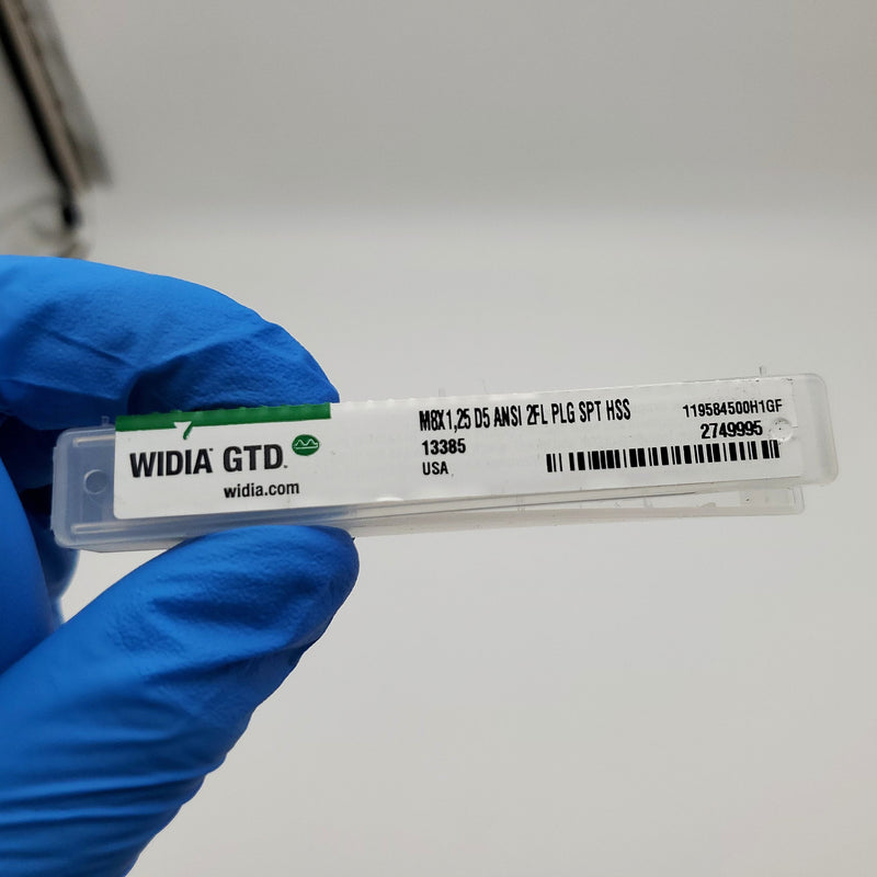 Widia 13385 Gun Tap Spiral M8 x 1.25 69MM OAL 2 Flutes HSS 5