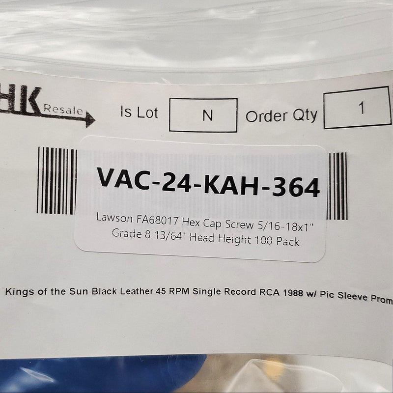 Lawson FA68017 Hex Cap Screw 5/16-18x1" Grade 8 13/64" Head Height 100 Pack 5