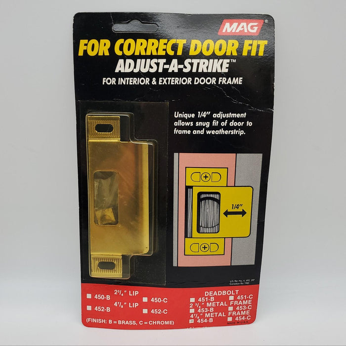 Deadbolt Strike Plate Door Brass Adjustable Interior & Exterior 2pk MAG 454-B 2