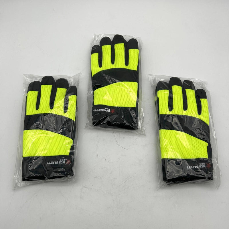MCR Safety 926 Mechanics Gloves 2XL Hi-Vis Lime W/ Dotted Palm Insulated 3 Pairs 9