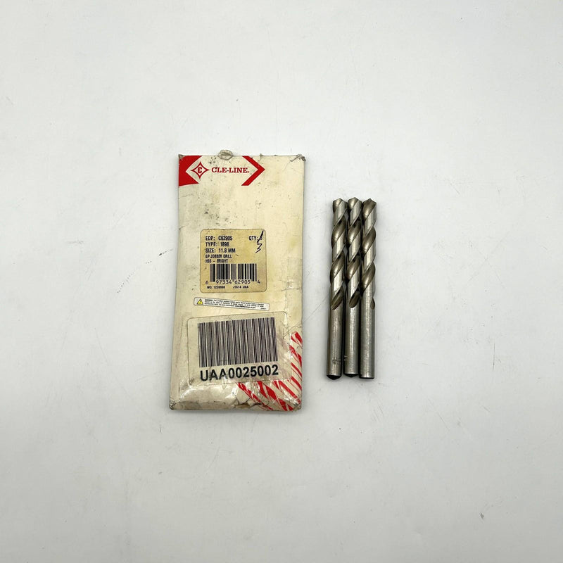 Cle-Line C62905 Jobber Drill Bit 11.8mm 1898 General Purpose HSS Bright Lot of 3