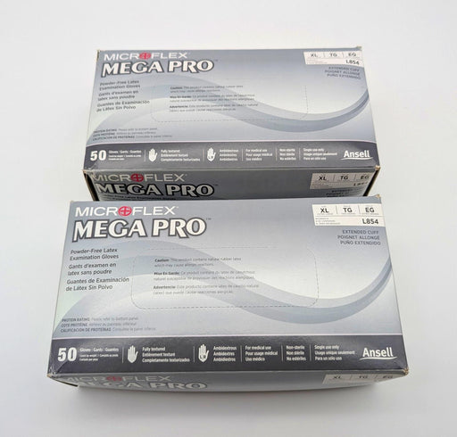 Micfroflex Latex Exam Gloves XL Powder Free Disposable Mega Pro L854 Pack of 100 1