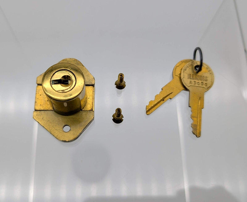 Illinois Cabinet Lock Polished Brass 7/8" D .925" Len Deadbolt Style Keyed Alike