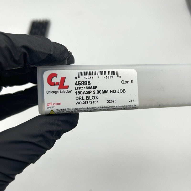 6pk Chicago-Latrobe 45885 Jobber Drill Bit Heavy Duty Black Oxide 150ASP 9.00mm