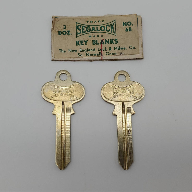 2x Segalock No 68 Key Blanks New England Lock & Hardware Nickel Silver USA Made 3