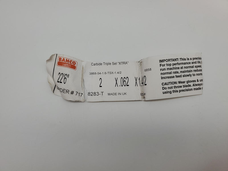 Bahco Bandsaw Blade 270" x 2" x .062" 1.4/2 TPI Carbide 3868-54-1.6-TSX-1.4/2 4