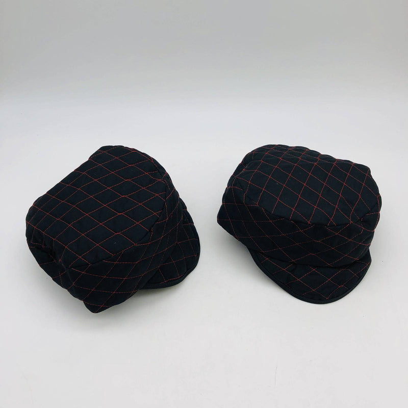 Guard Line 490714 Welders Skull Cap Quilted Black Red Cross Stitching 7in 2pk 7