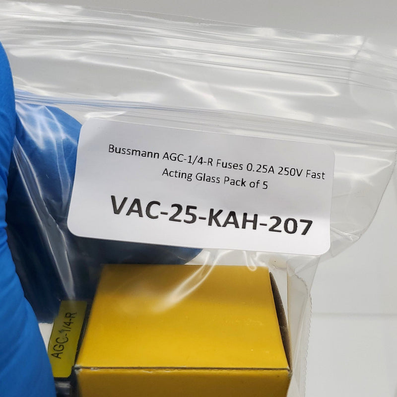 Bussmann AGC-1/4-R Fuses 0.25A 250V Fast Acting Glass Pack of 5 4