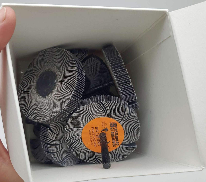 Standard Abrasives 3" x 1/2" x 1/4" Flap Wheels 120 Grit Silicon Carbide 10 PK 4