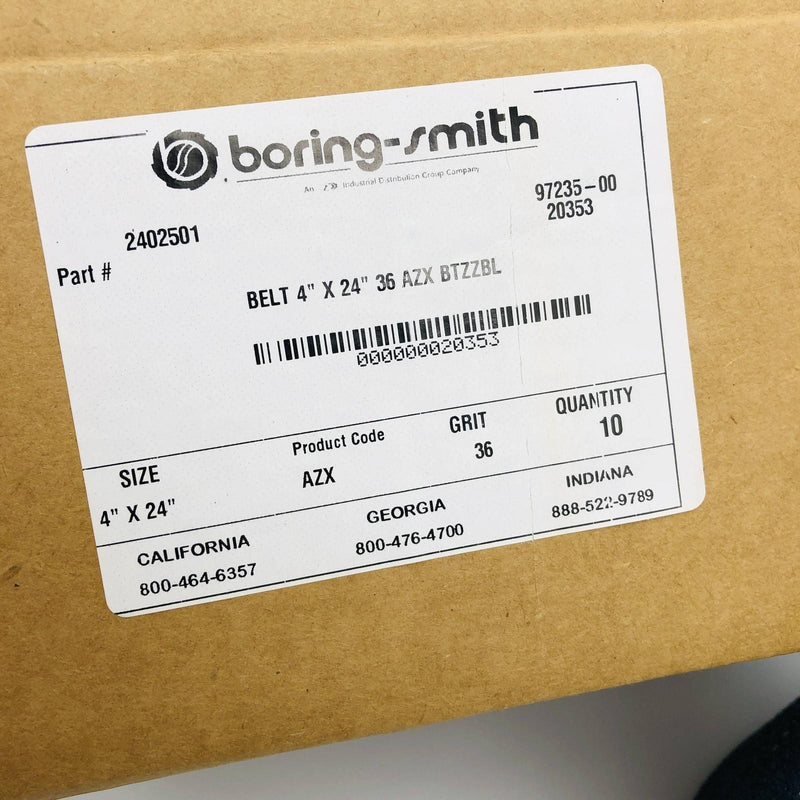 Boring-Smith 20353 Sanding Belt 4" x 24" AZX 36 Grit BTZZBL Poly Cotton 10pk 2