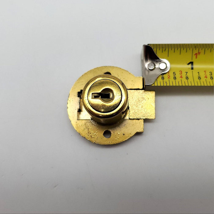 Illinois Drawer Lock 3/4" L x 7/8" D Cylinder Bright Brass Keyed Alike USA Made 9