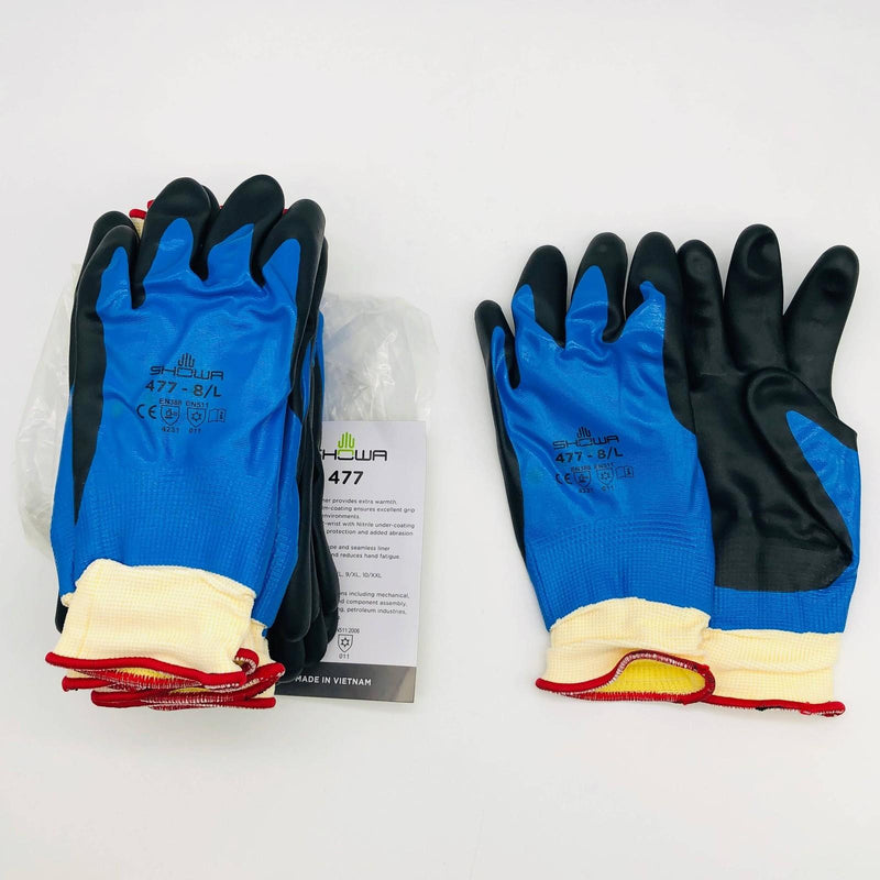 Showa 477 Work Glove Size 8/Large Insulated Dual Foam Nitrile Coated 6 Pairs 1