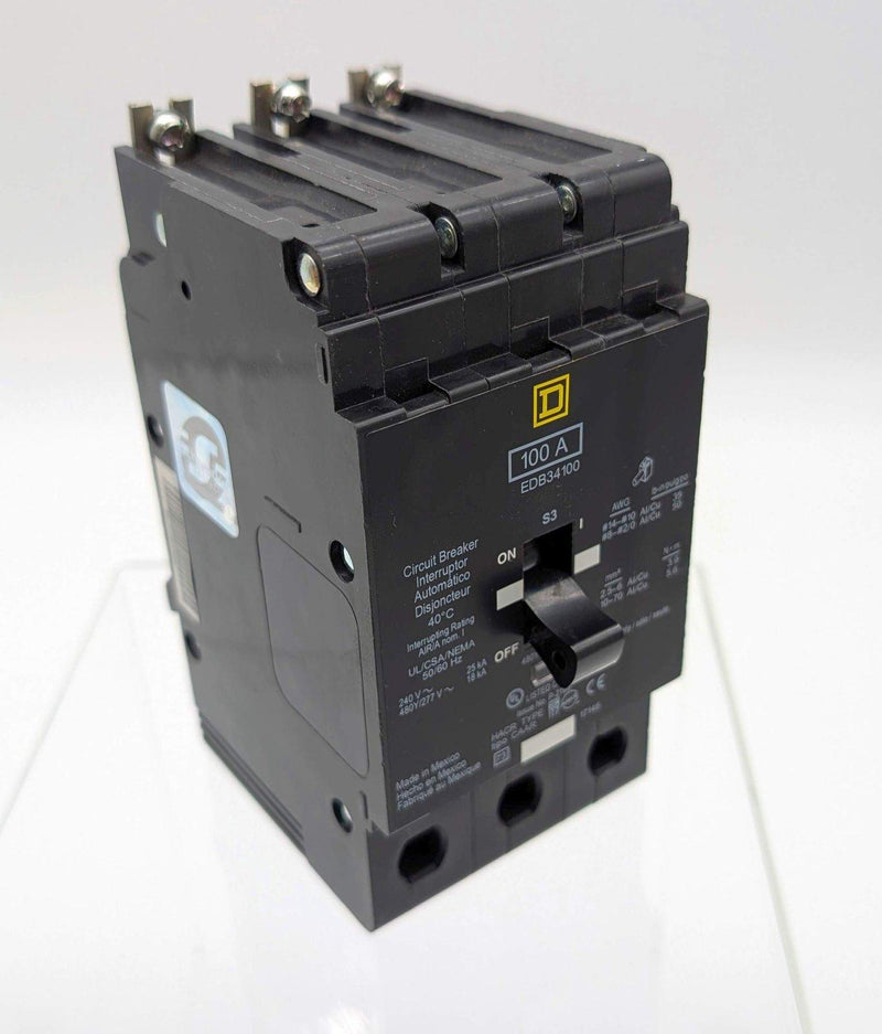 Square D EDB34100 Circuit Breaker 3 Pole 100A 480V Molded Case Bolt On 1