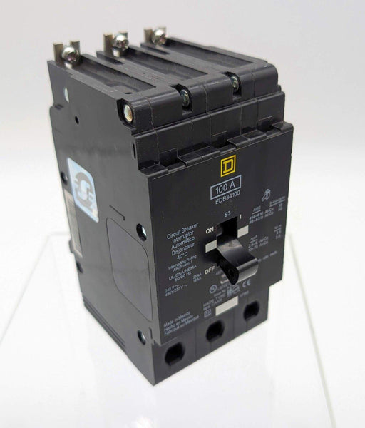 Square D EDB34100 Circuit Breaker 3 Pole 100A 480V Molded Case Bolt On 1