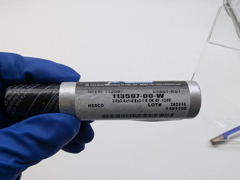 Weldon 3/4" Crest-Kut End Mill 4 Flute .120R 3/4" Shank 1-5/8" LOC 3-7/8" OAL 6