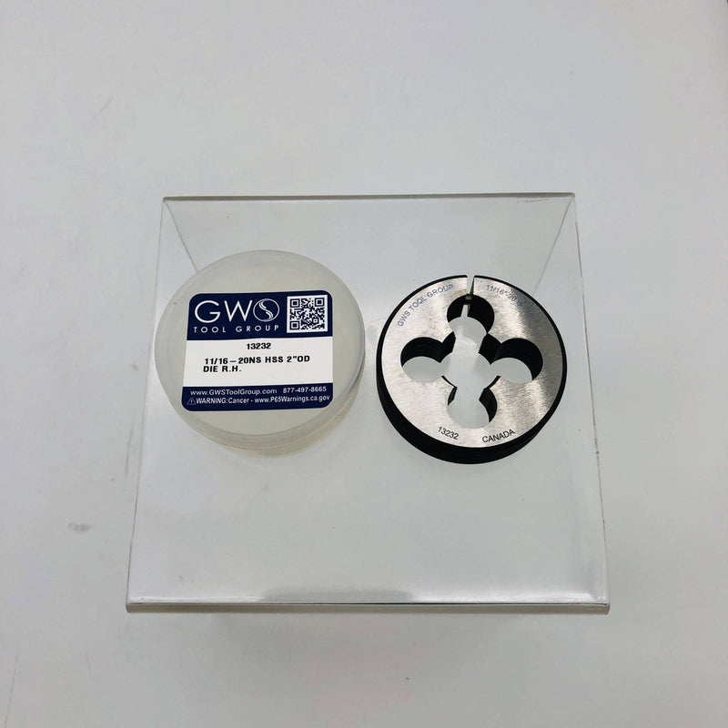 GWS 13232 Round Adjustable Split Die 11/16-20 NS Right Hand Thread HSS 2" OD 10