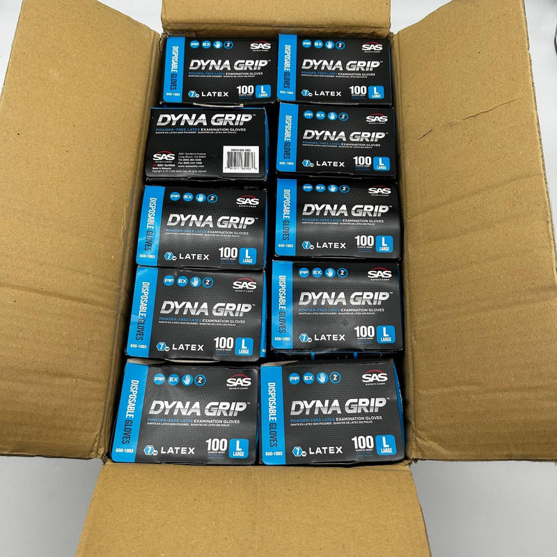 Dyna Grip 650-1003 Disposable Gloves Sz Large 7 Mil Powder Free Latex 1000/Case 8