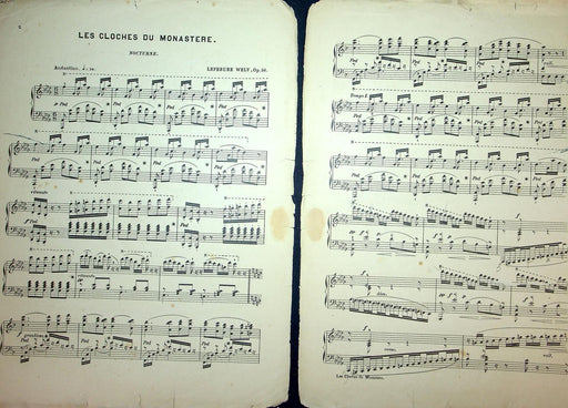 Monastery Bells Vintage Sheet Music Large Lefebure Wely Nocturne Monk Religious 2