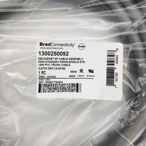 Molex 130025-0092 Mini-Change Double Ended Cordset 5P M to F 15M DN11A-M150 2