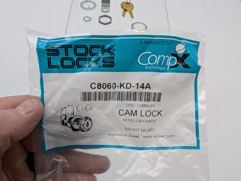 CompX C8060 Cam Lock 1-3/4" L 3/4" Dia Bright Nickel Keyed Differently 4