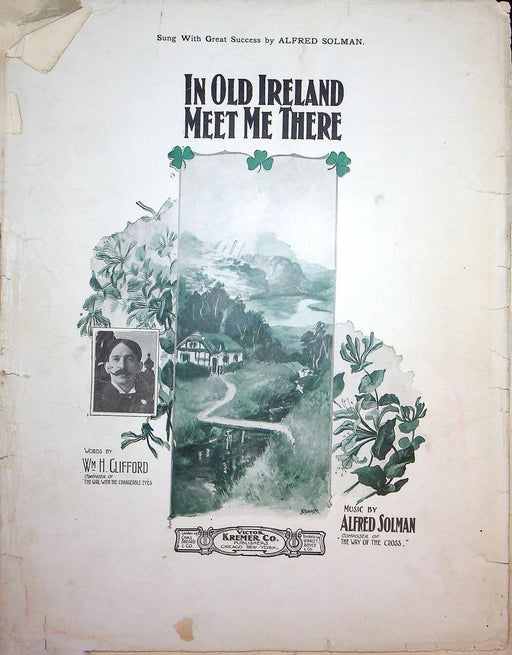 1903 In Old Ireland Meet Me There Vintage Sheet Music Large Alfred Solman 1