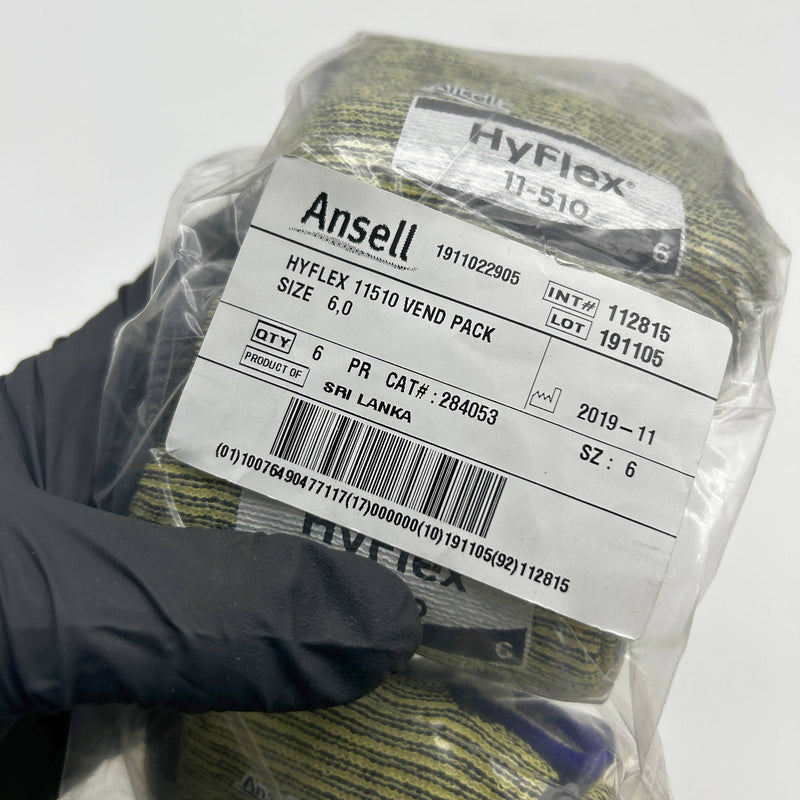 Ansell Hyflex 11510 Cut Resistant Gloves Size 6 Extra Small XS Nitrile 6 Pairs