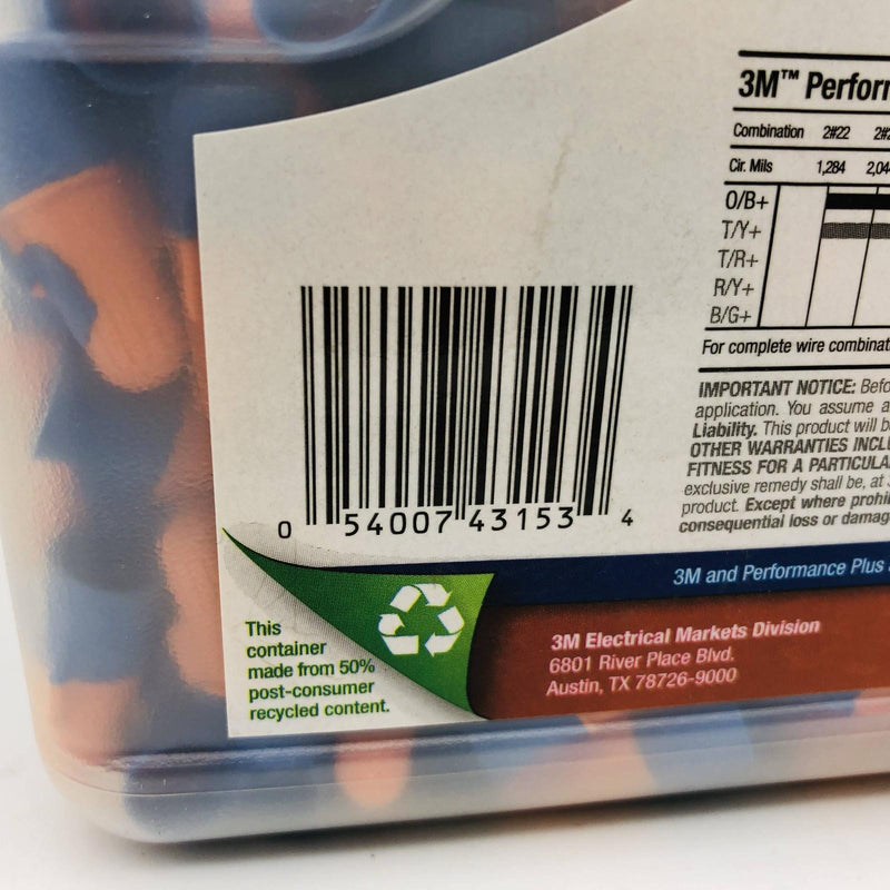 3M 7000133222 Performance Plus O/B+ Wire Connectors Orange/Blue 500/Jug 5