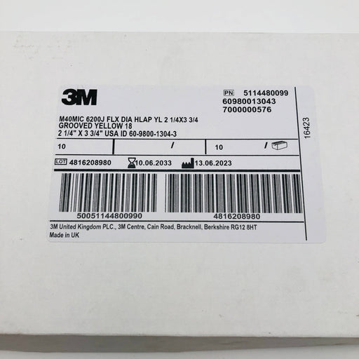 3M 80099 Diamond Hand Lap 2-1/4 x 3-3/4 M40 Mic 6200J Flexible Yellow 10pk 2