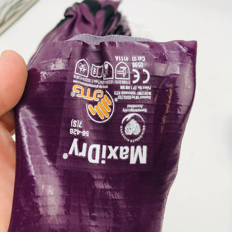 MaxiDry 56-426 Chemical Resistant Gloves Small 7 Nitrile Lightweight 12 Pairs 6