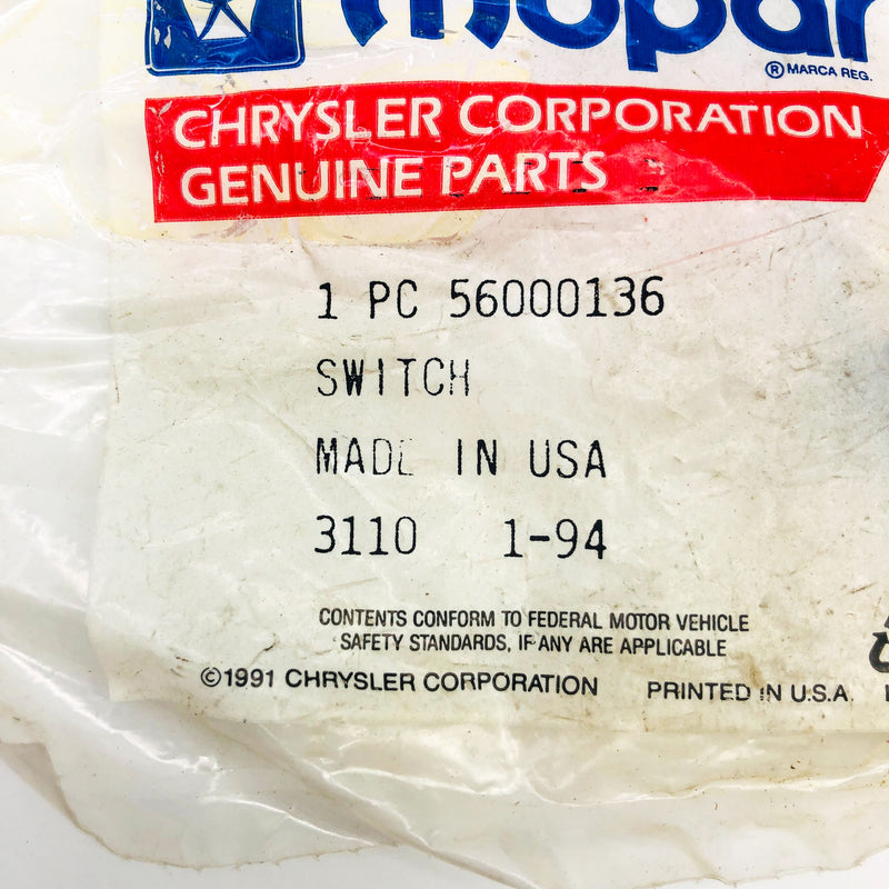 Mopar 56000136 Switch for Door Jam OEM NOS 1986 Jeep Comanche 1994 Made 6