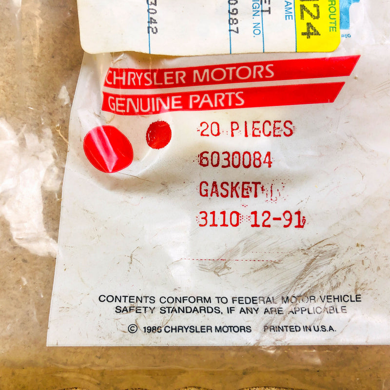 Mopar 6030084 Gasket OEM New Old Stock Group Number 3110.12-91 1ct 6
