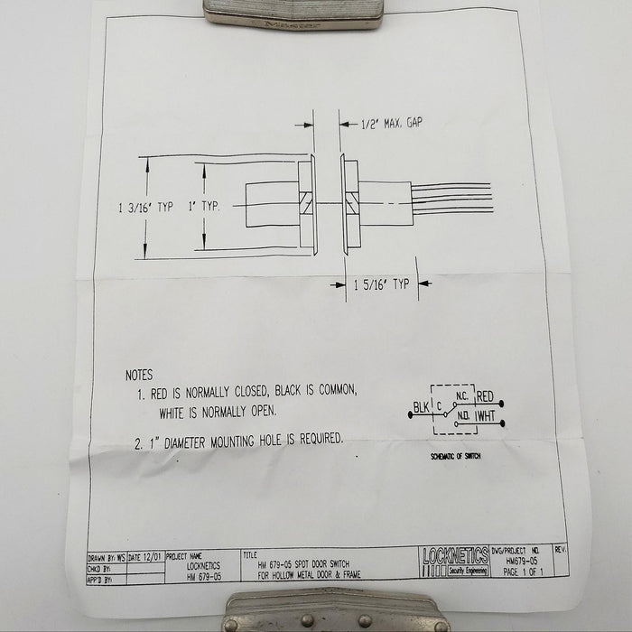 Locknetics 679-05HM Concealed Door Magnetic Switch SPDT Hollow Metal Door Frame 6