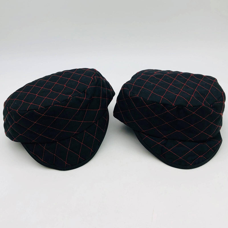 Guard Line 490714 Welders Skull Cap Quilted Black Red Cross Stitching 7in 2pk 1