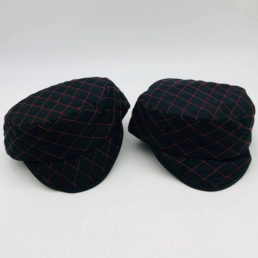 Guard Line 490714 Welders Skull Cap Quilted Black Red Cross Stitching 7in 2pk 1