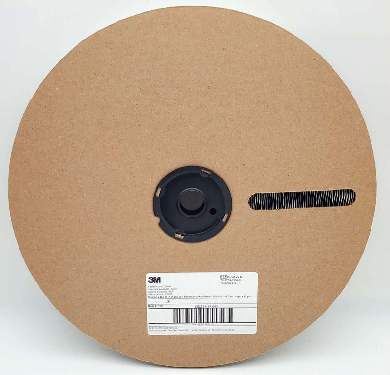 3M Loop Fastener 1" x 50 yd Black SJ3527N 0.15" Thick Self Adhesive 3 Rolls 2