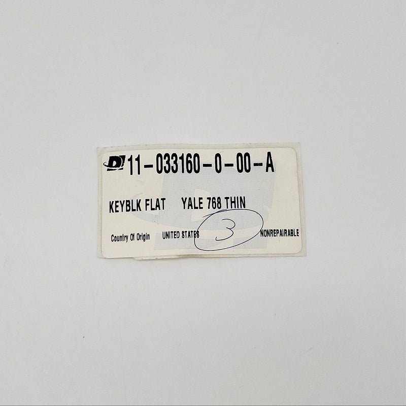 Diebold 11-033160-0-00-A Safe Deposit Lock Key Blank for Yale 768 3