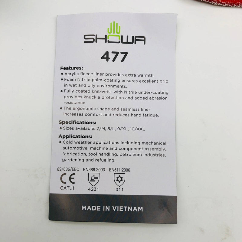 Showa 477 Work Glove Size 8/Large Insulated Dual Foam Nitrile Coated 6 Pairs 3