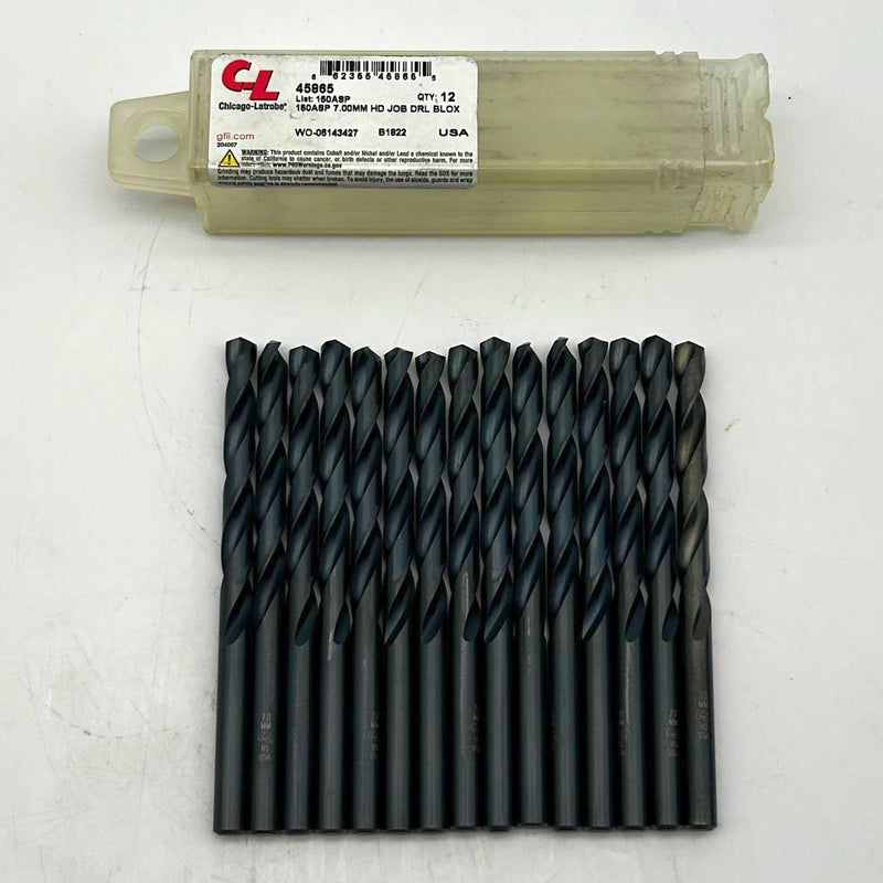 Chicago Latrobe 45865 Jobber Drill Bit 150ASP 7.00mm HSS Black Oxide Pack of 15