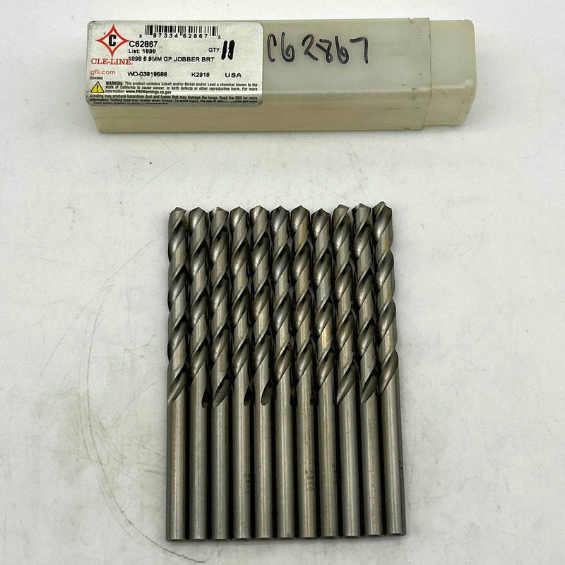 Cle-Line C62867 Jobber Drill Bit 6.9mm 1898 General Purpose HSS Bright Lot of 11