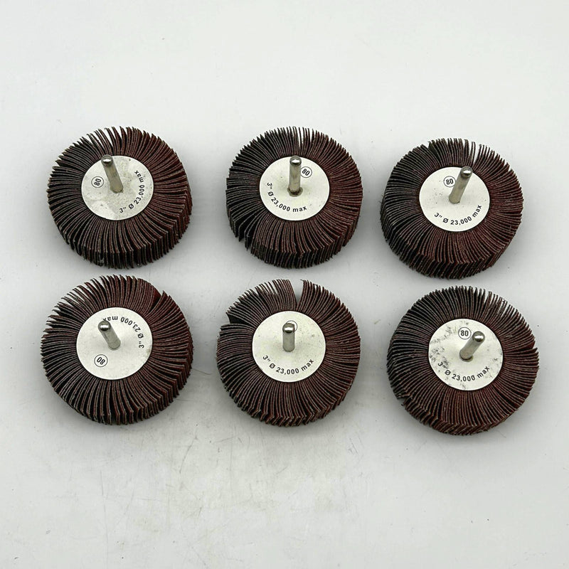 CGW 39949 Flap Wheel 3in Diameter x 1in Thick x 1/4 Shank AO 80 Grit Medium 6pk
