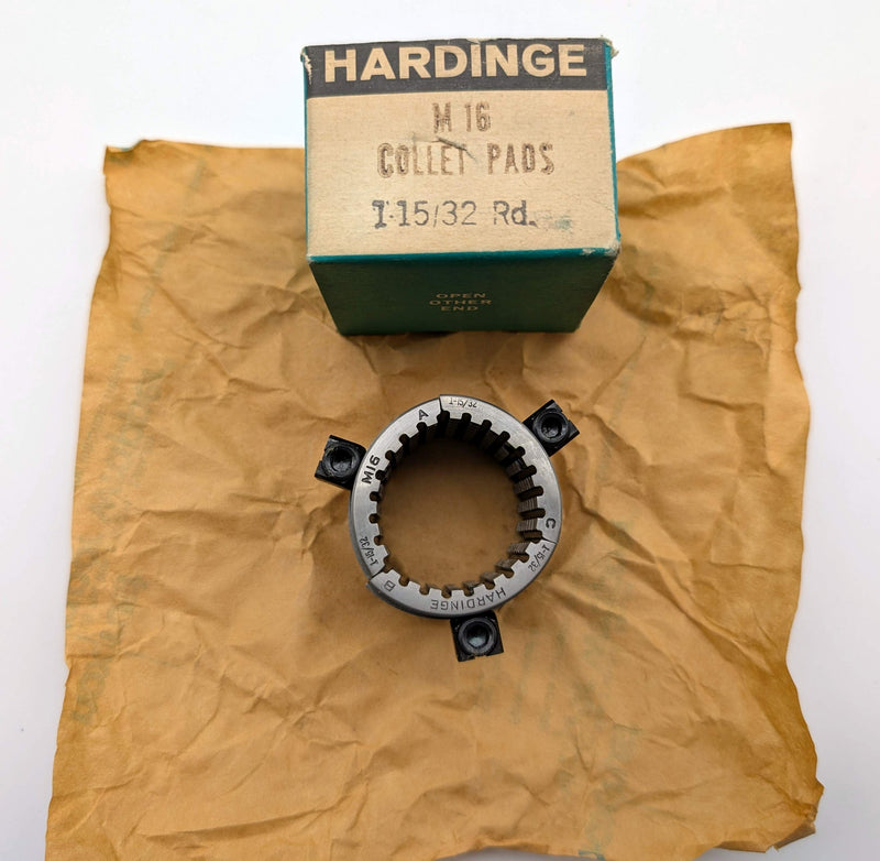 Hardinge M16 1-15/32" Round Serrated Collet Pads 3-Segment for M-Series Collet
