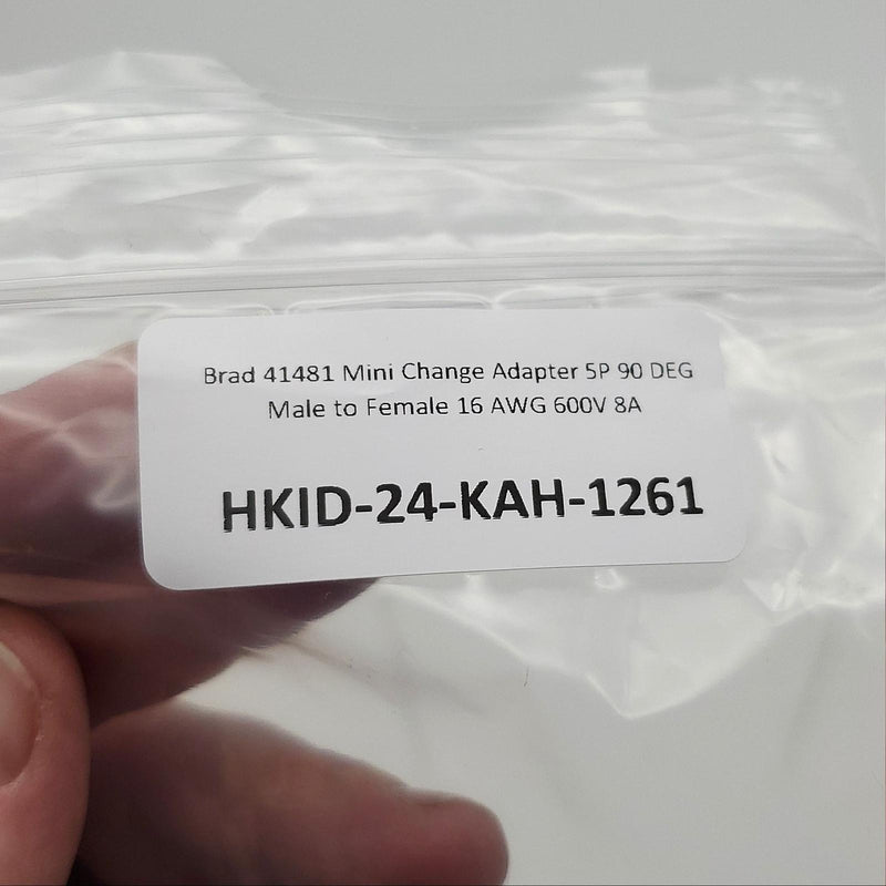 Brad 41481 Mini Change Adapter 5P 90 DEG Male to Female 16 AWG 600V 8A 5