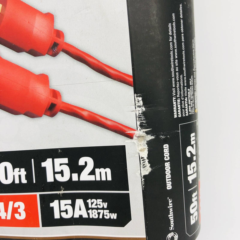 Southwire 2408SW8804 Extension Cord Red 14/3 Gauge Conductor 50ft Indoor Outdoor 2