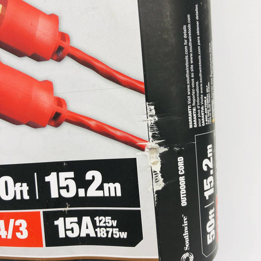 Southwire 2408SW8804 Extension Cord Red 14/3 Gauge Conductor 50ft Indoor Outdoor 2