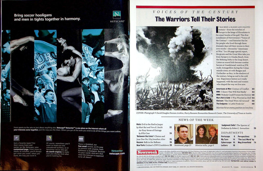 Newsweek Magazine March 8 1999 Men At War True Stories WW1 WW2 Vietnam Cold War 3