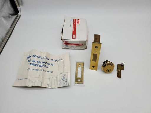 Yale Mortise Lock Set No 314 Bright Brass 2-3/4 BS 1-3/8 to 1-3/4 Doors NOS 2
