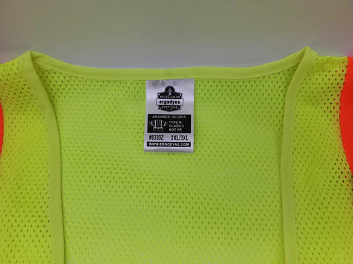 Ergodyne Reflective Safety Vest Sleeved Zipper Lime 2XL/3XL Inside Pocket 8330Z 2