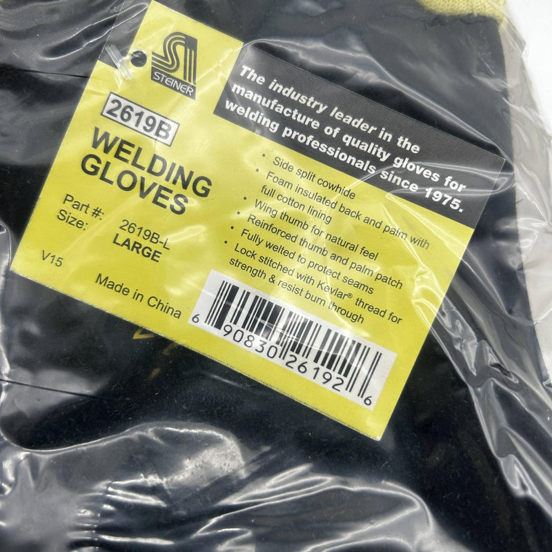 Steiner 2619B-KSC Stick Welding Gloves Large Premium Side Split Cowhide 2 Pairs